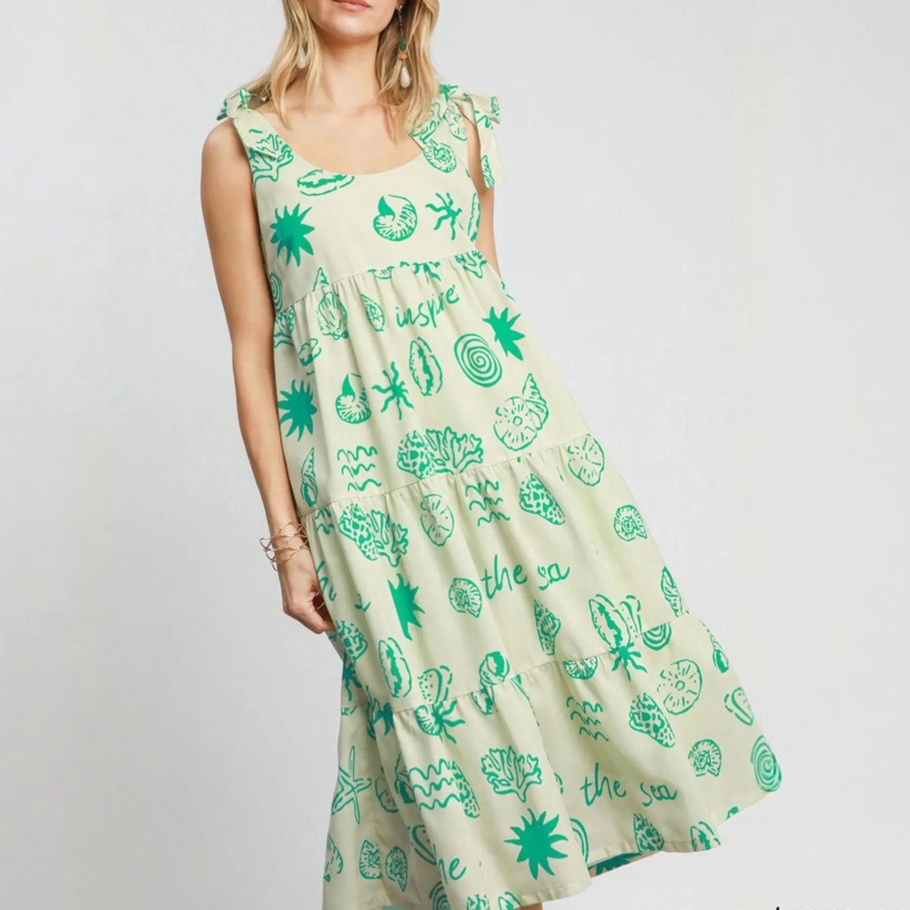 NWT UMGEE Bohemian Beach Tie Shoulder Midi Dress S M L